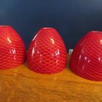 3 x Modern Murano Light Fittings Art Glass Pendants Red Swirl Larissa